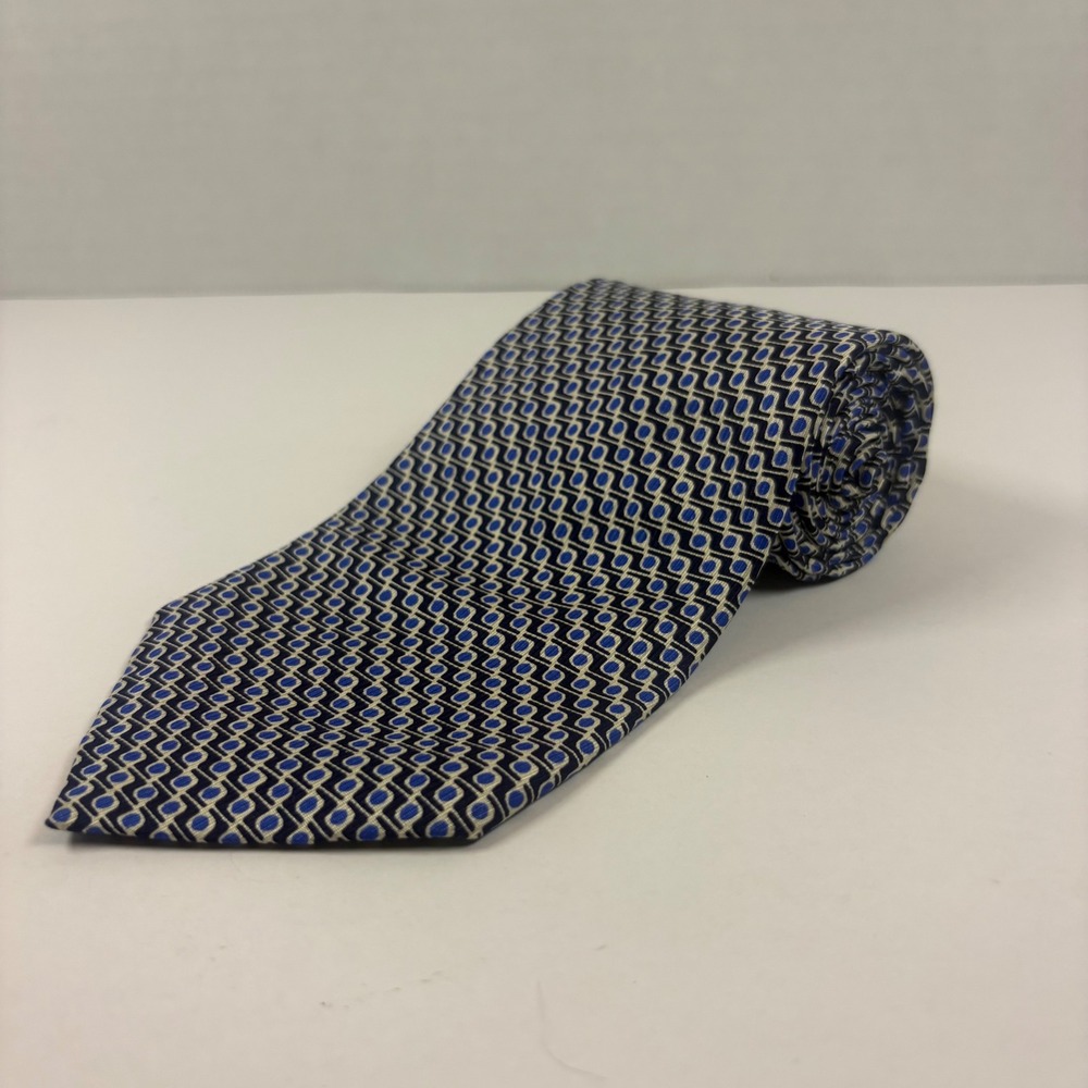 Lauren Ralph Lauren Tie Mens OS Blue Geometric Silk Woven Classic Necktie